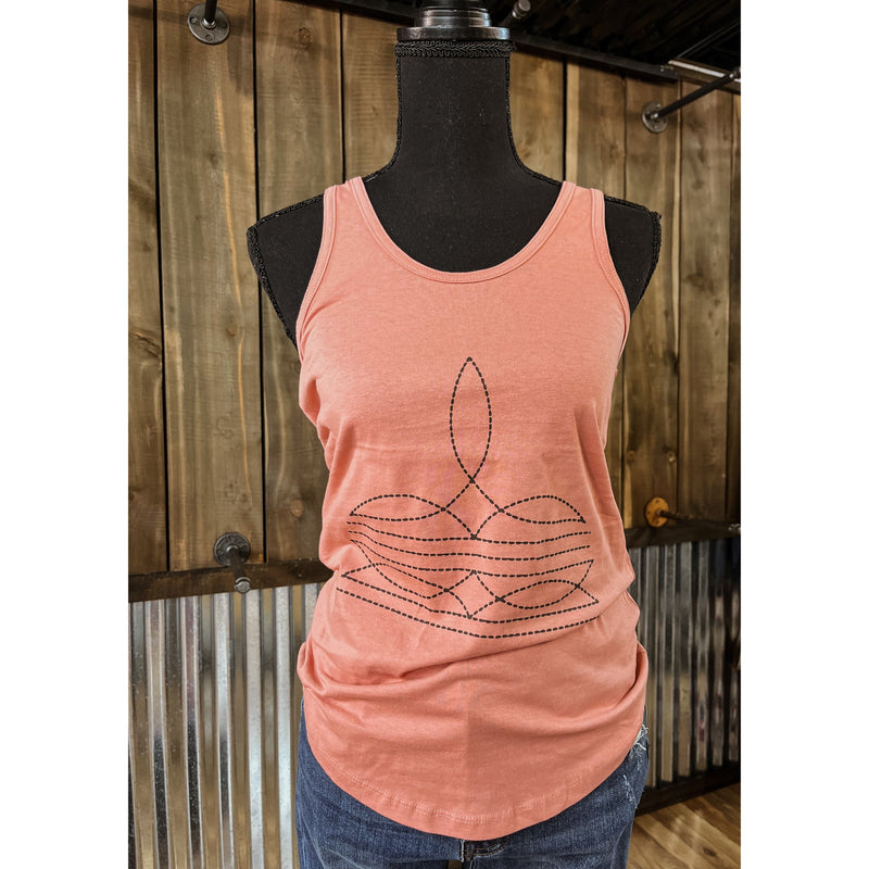 Boot stitch racer back tank-Graphic Tees-[Womens_Boutique]-[NFR]-[Rodeo_Fashion]-[Western_Style]-Calamity's LLC