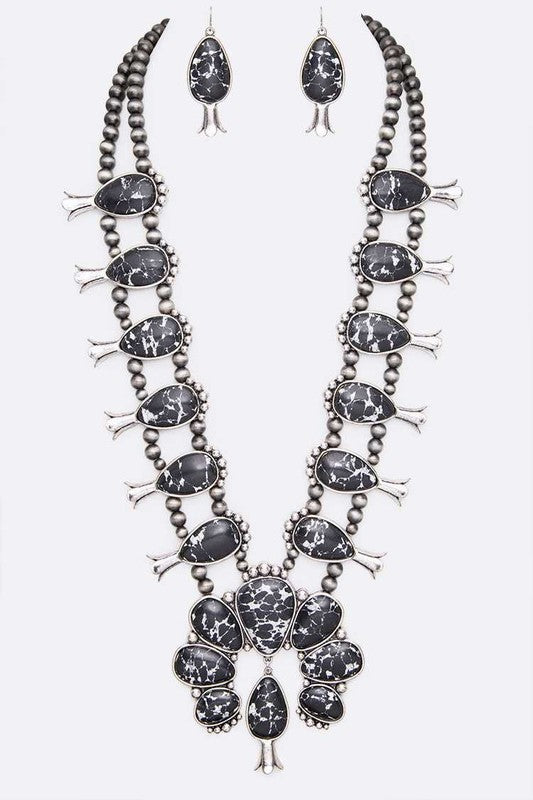 Squash Blossom Statement Western Necklace Set-[Womens_Boutique]-[NFR]-[Rodeo_Fashion]-[Western_Style]-Calamity's LLC