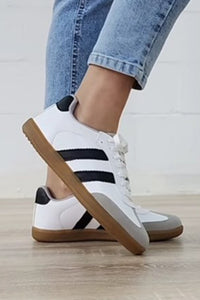 Striped Lace-up Flat Sneakers-[Womens_Boutique]-[NFR]-[Rodeo_Fashion]-[Western_Style]-Calamity's LLC