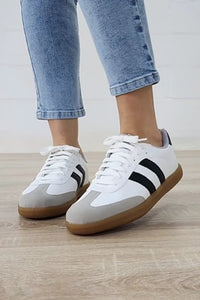 Striped Lace-up Flat Sneakers-[Womens_Boutique]-[NFR]-[Rodeo_Fashion]-[Western_Style]-Calamity's LLC