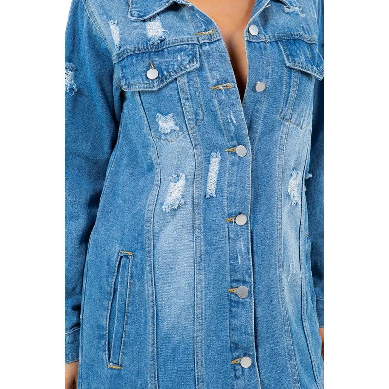 WOMEN LONG DENIM JACKET-[Womens_Boutique]-[NFR]-[Rodeo_Fashion]-[Western_Style]-Calamity's LLC