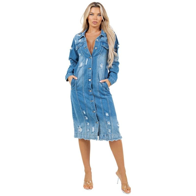 WOMEN LONG DENIM JACKET-[Womens_Boutique]-[NFR]-[Rodeo_Fashion]-[Western_Style]-Calamity's LLC