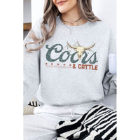 Coors and Castle Western, Fleece Sweatshirt-[Womens_Boutique]-[NFR]-[Rodeo_Fashion]-[Western_Style]-Calamity's LLC