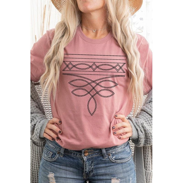 Western Boot Stitch Graphic Plus Tee-[Womens_Boutique]-[NFR]-[Rodeo_Fashion]-[Western_Style]-Calamity's LLC