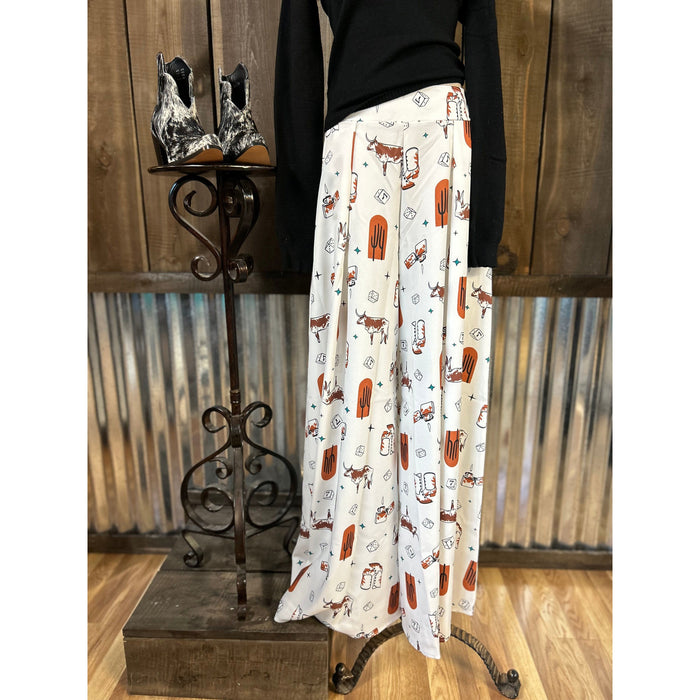 Western Graphic Palazzo Pants-Pants-[Womens_Boutique]-[NFR]-[Rodeo_Fashion]-[Western_Style]-Calamity's LLC