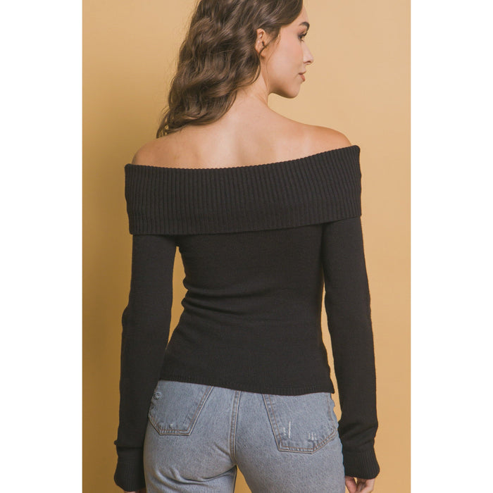 Bardot Top-Long Sleeves-[Womens_Boutique]-[NFR]-[Rodeo_Fashion]-[Western_Style]-Calamity's LLC